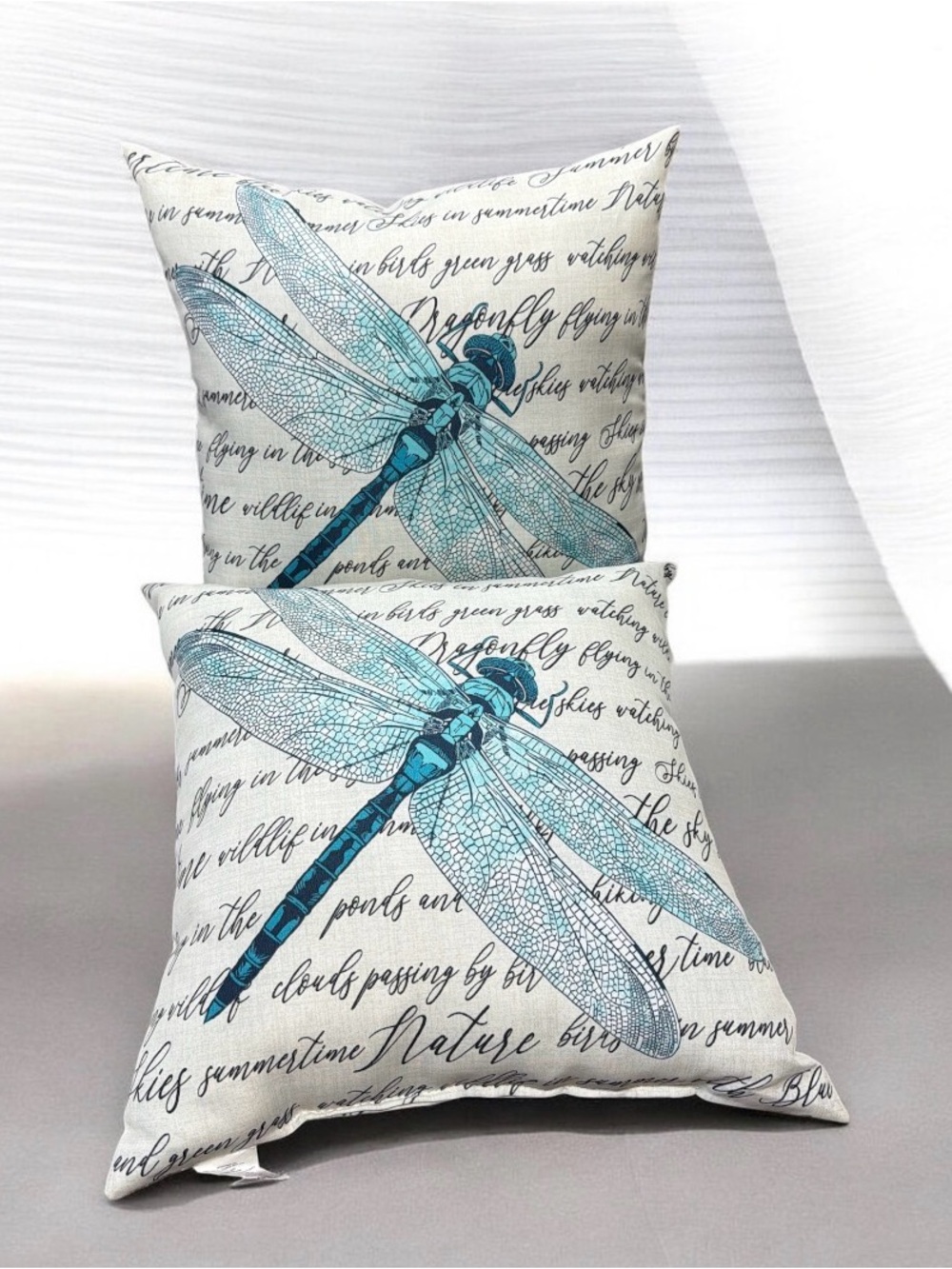 Mainstays Double Sided Dragonfly Throw Pillows - Set of 2 Brand New